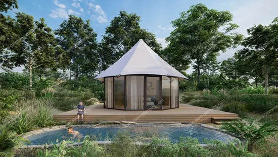 Tienda de campana al aire libre de gran tamaño de 6 metros con 4 ventanas Tienda de campaña familiar de hotel de lujo